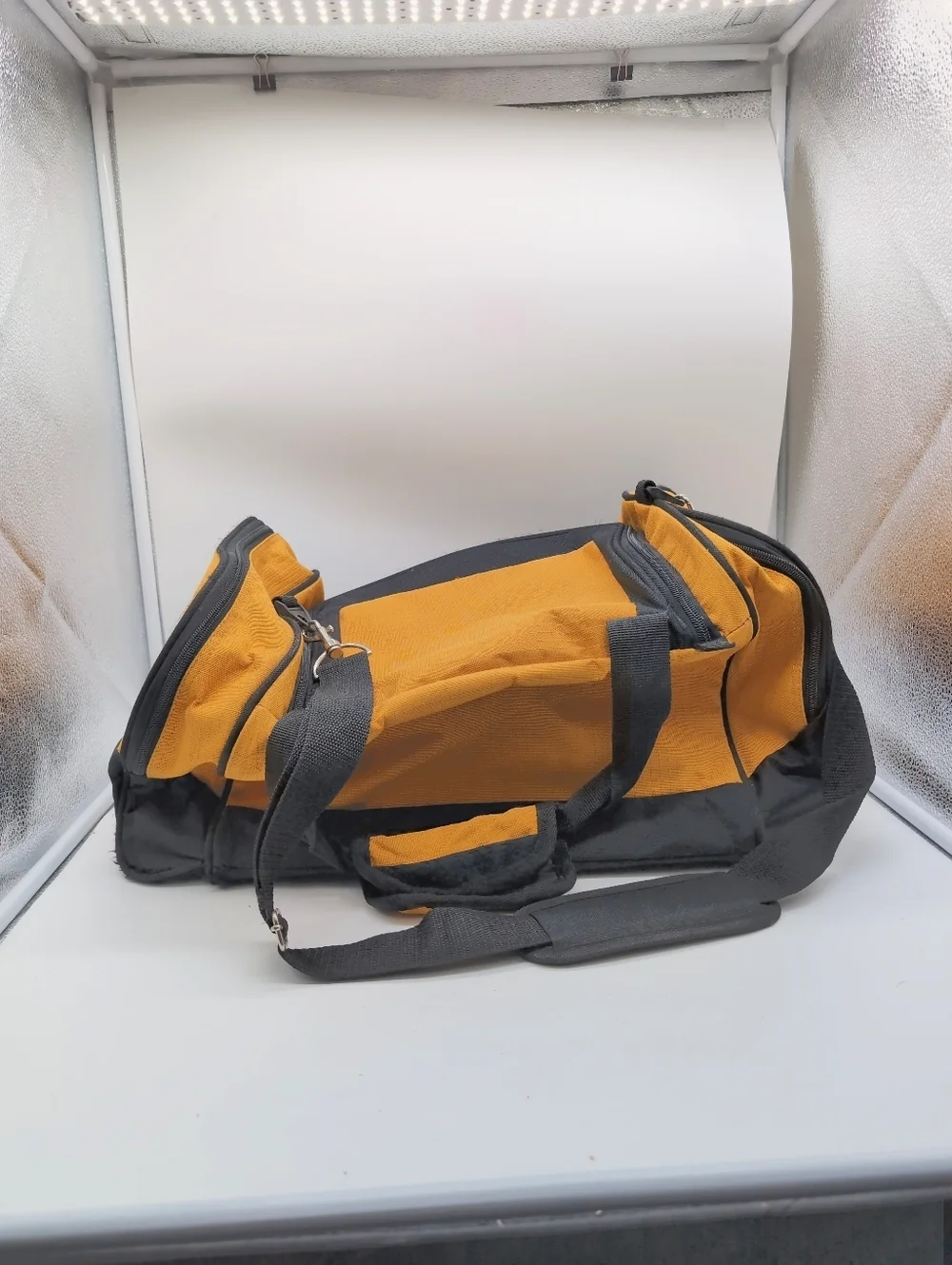 Olympia Sport Plug Heavy Duty Men’s Yellow Canvas Duffel Bag  Black  20x11x10